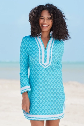 Cabana Life Amalfi Coast Long Sleeve Tunic Dress maxi dresses clearance