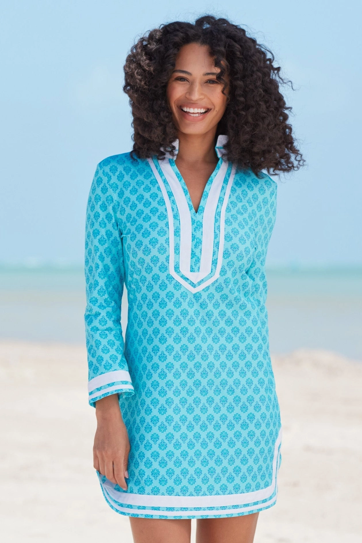 Cabana Life Amalfi Coast Long Sleeve Tunic Dress maxi dresses clearance