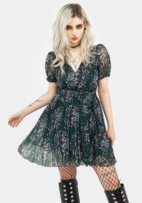 Cailleach Puff Sleeve Pleated Mini Dress Dresses Womens - beach dresses cheap
