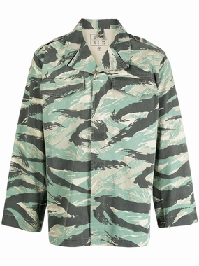Camouflage-Print Long-Sleeve Shirt mens polos clearance