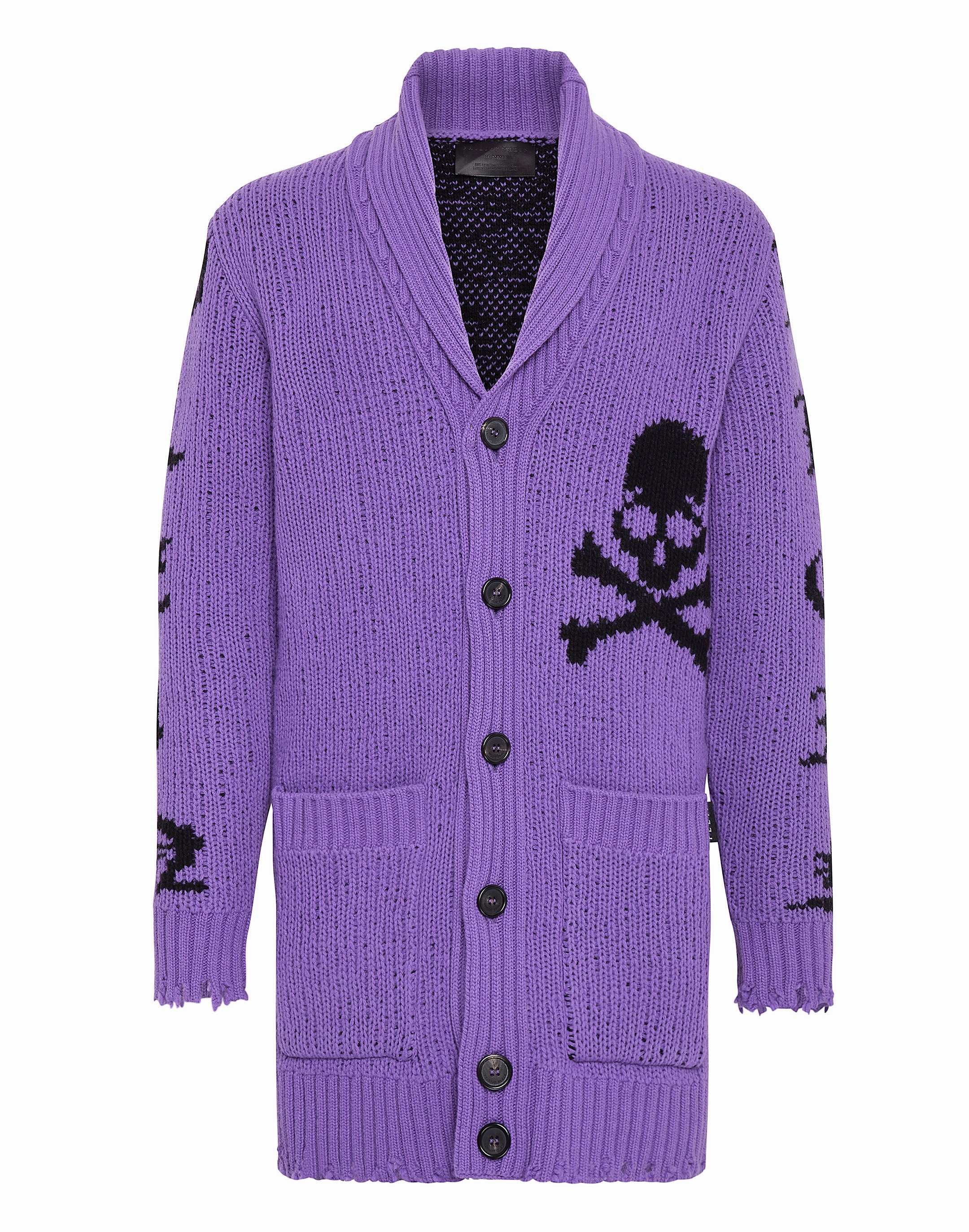 Cardigan Long Skull and Plein chunky knit discount
