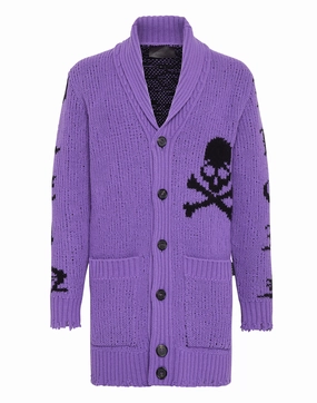 Cardigan Long Skull and Plein chunky knit discount