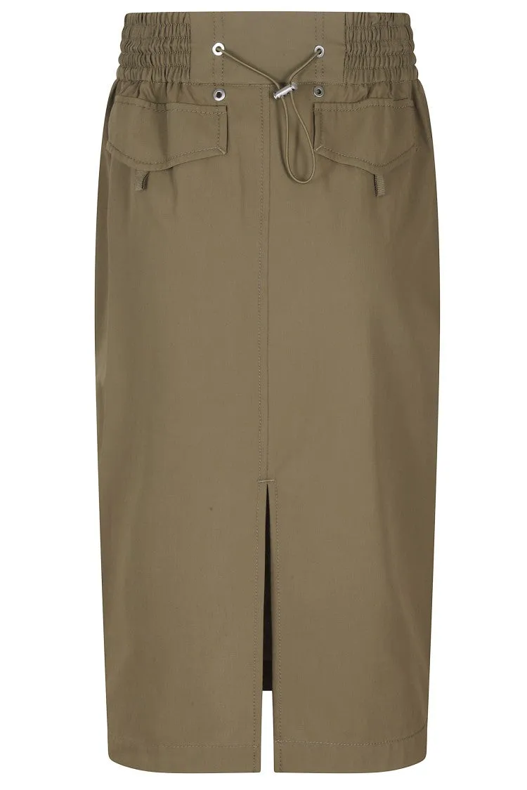 Cargo-Style Midi Skirt With Drawstring Waist