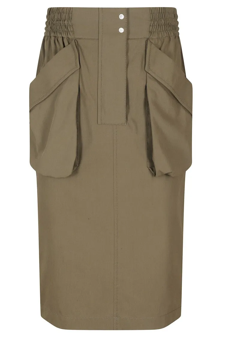 Cargo-Style Midi Skirt With Drawstring Waist