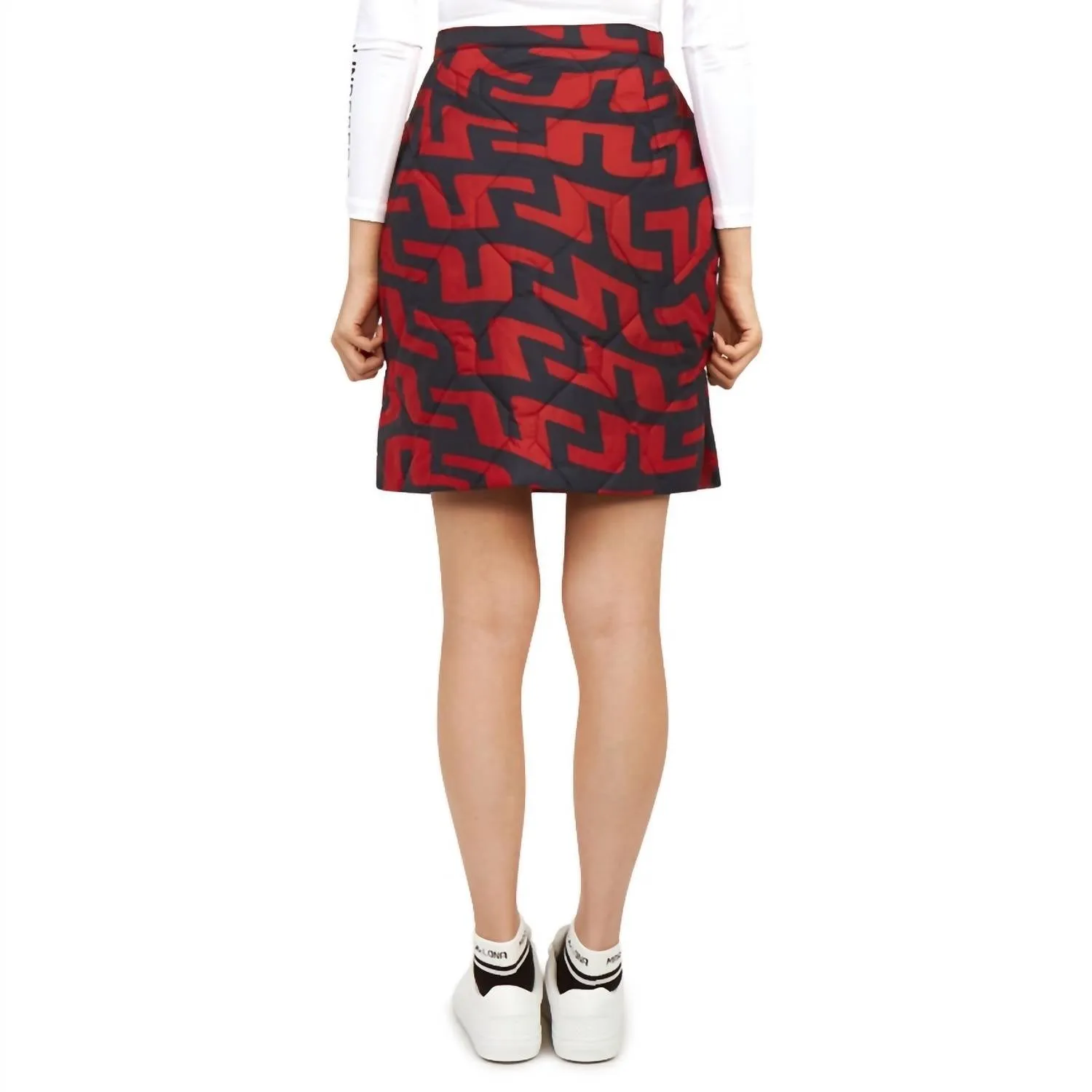 Carrie Padded Skirt Print In Bridge Swirl Red