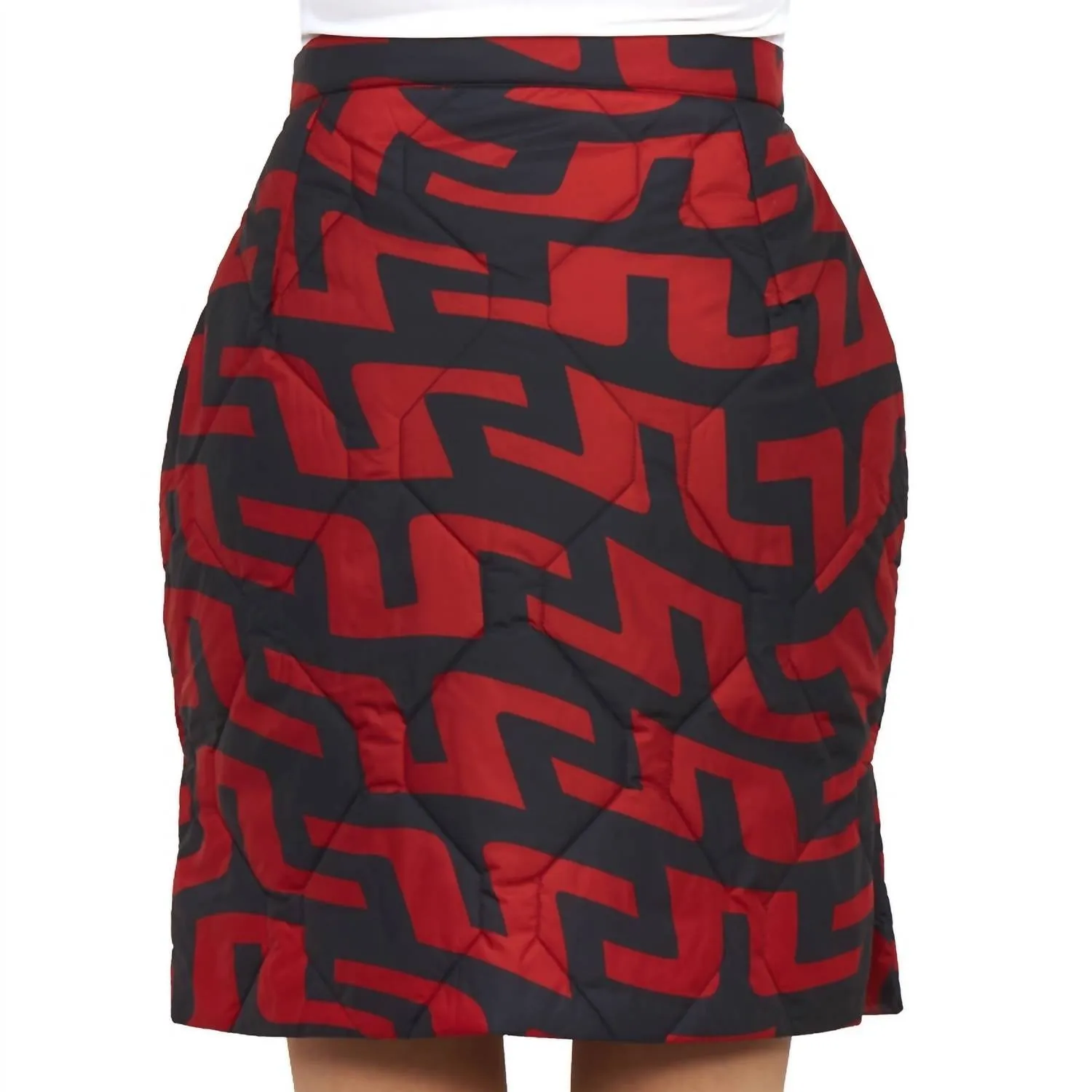 Carrie Padded Skirt Print In Bridge Swirl Red