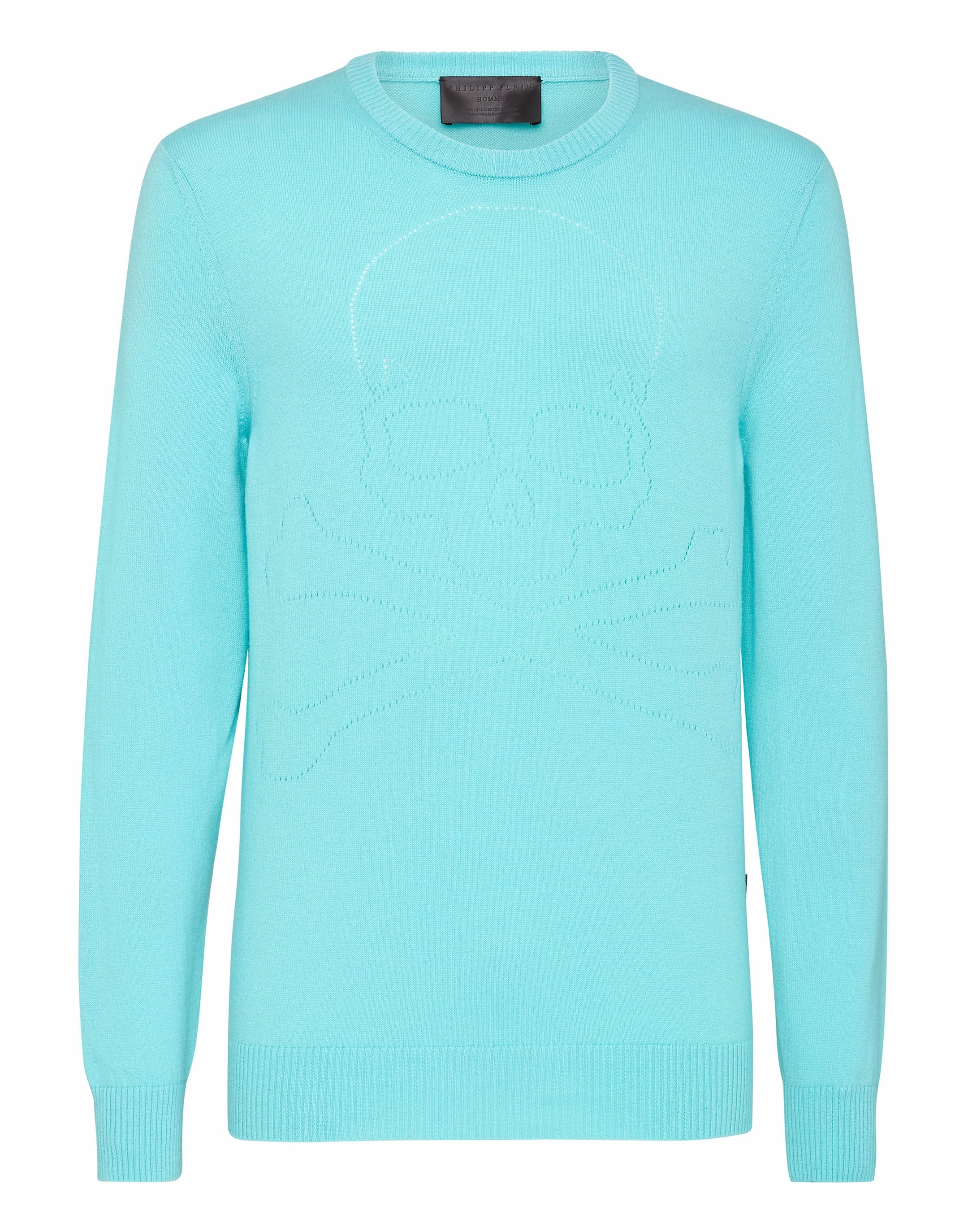 Cashmere Pullover Round Neck LS Skull and Plein chunky knit discount