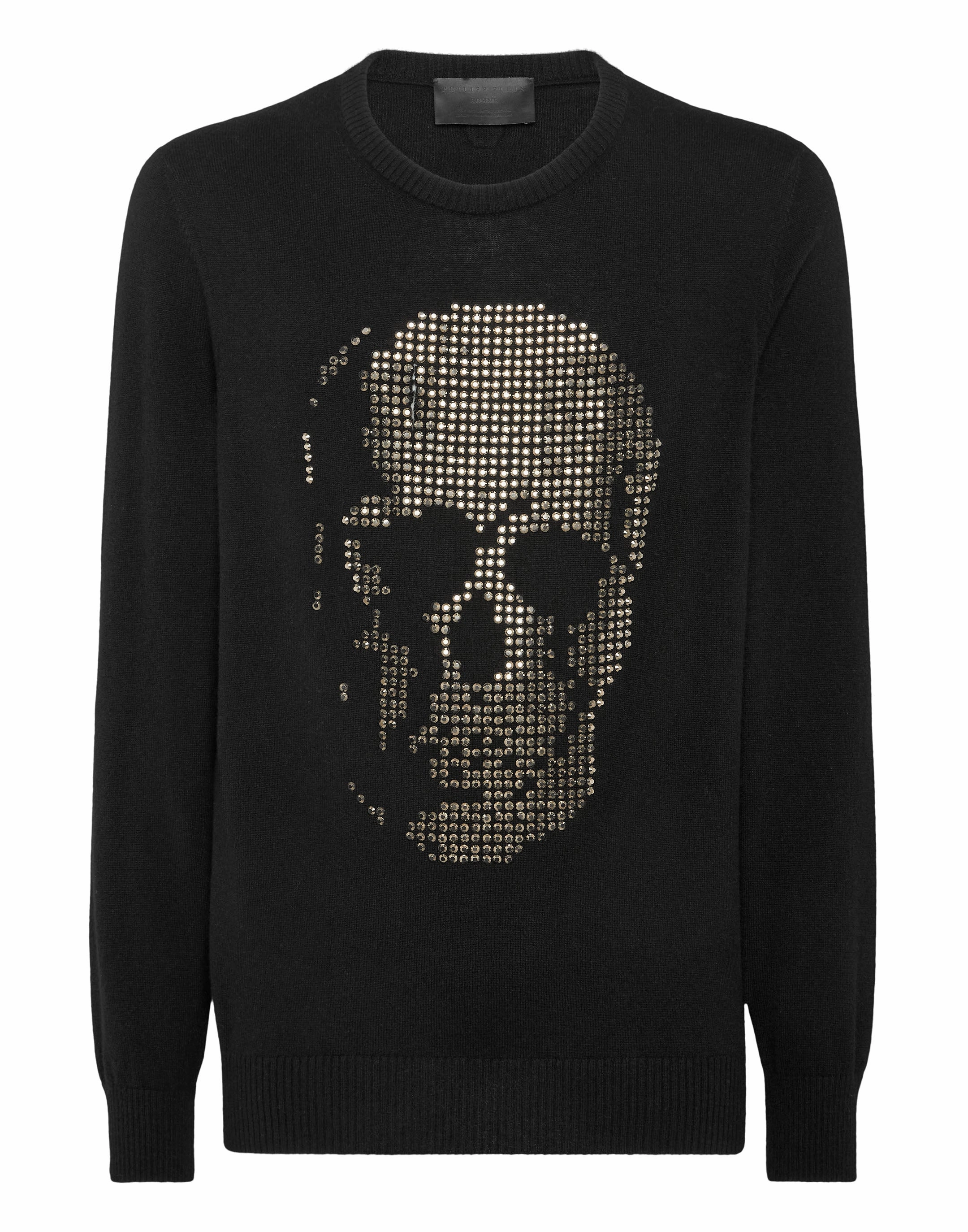 Cashmere Pullover Round Neck LS Skull strass chunky knit discount