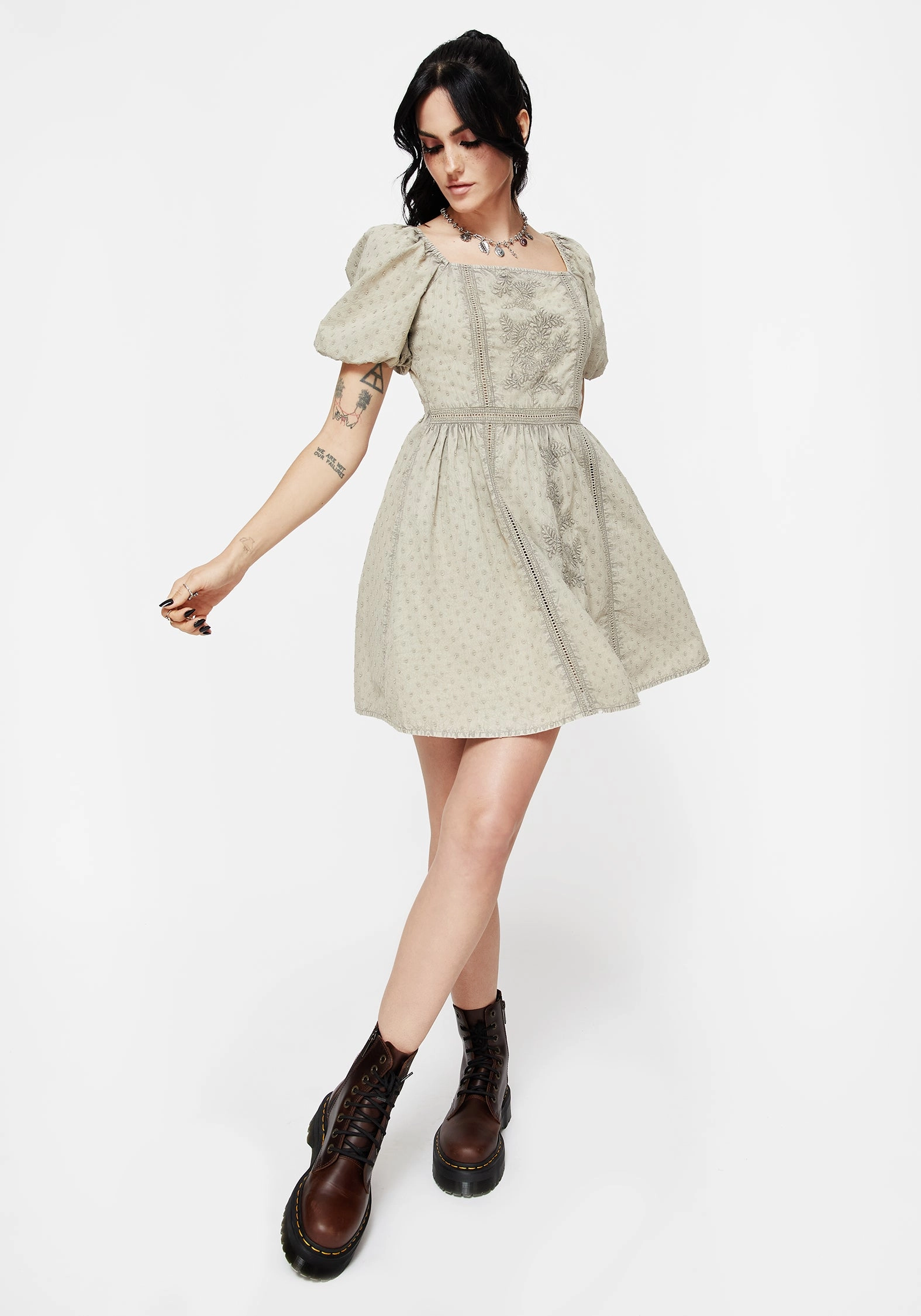 Caustic Cotton Frill Mini Dress