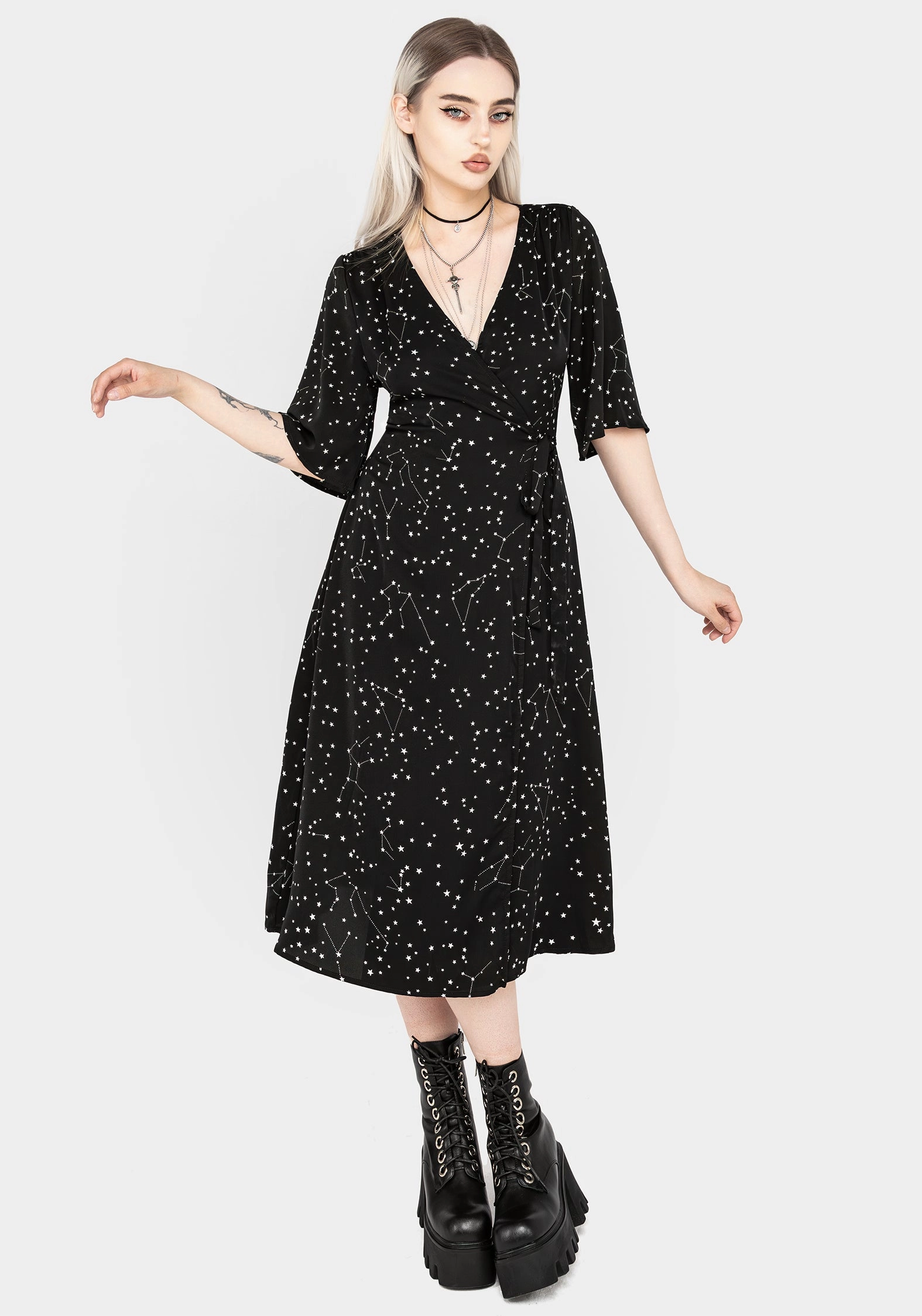 Celestial Midi Kimono Dress Dresses Womens - wedding guest outfits
