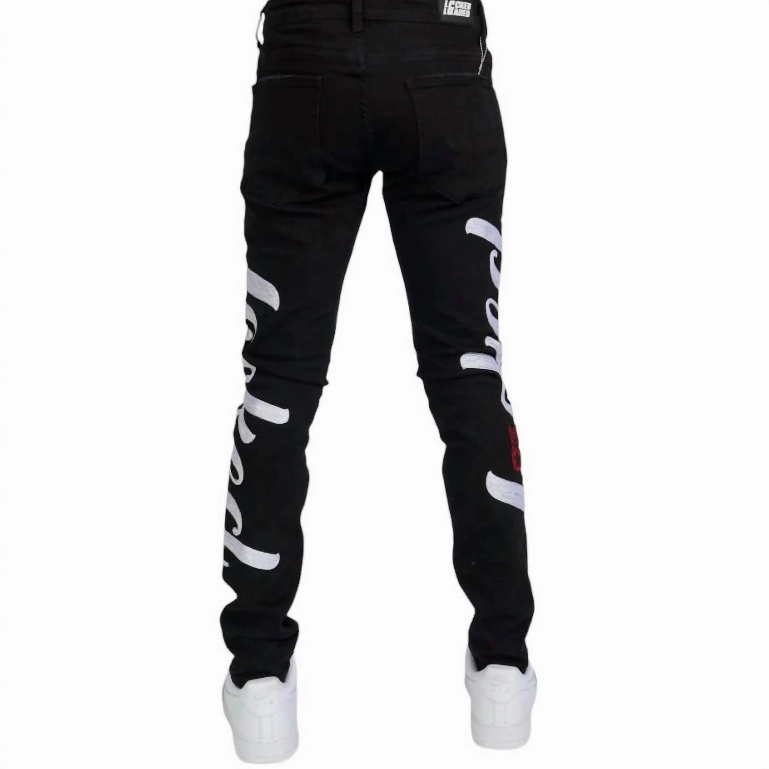 Chain Stitch Denim Jean In Black/white