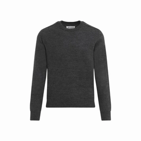 Charcoal Grey Wool Crewneck cashmere sweaters sale