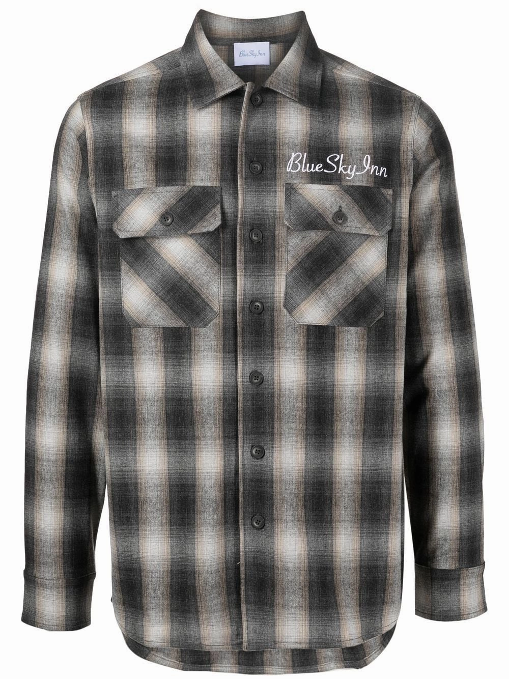 Check-Pattern Long-Sleeve Shirt mens polos clearance