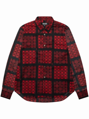 Check-Print Long-Sleeve Shirt mens polos clearance