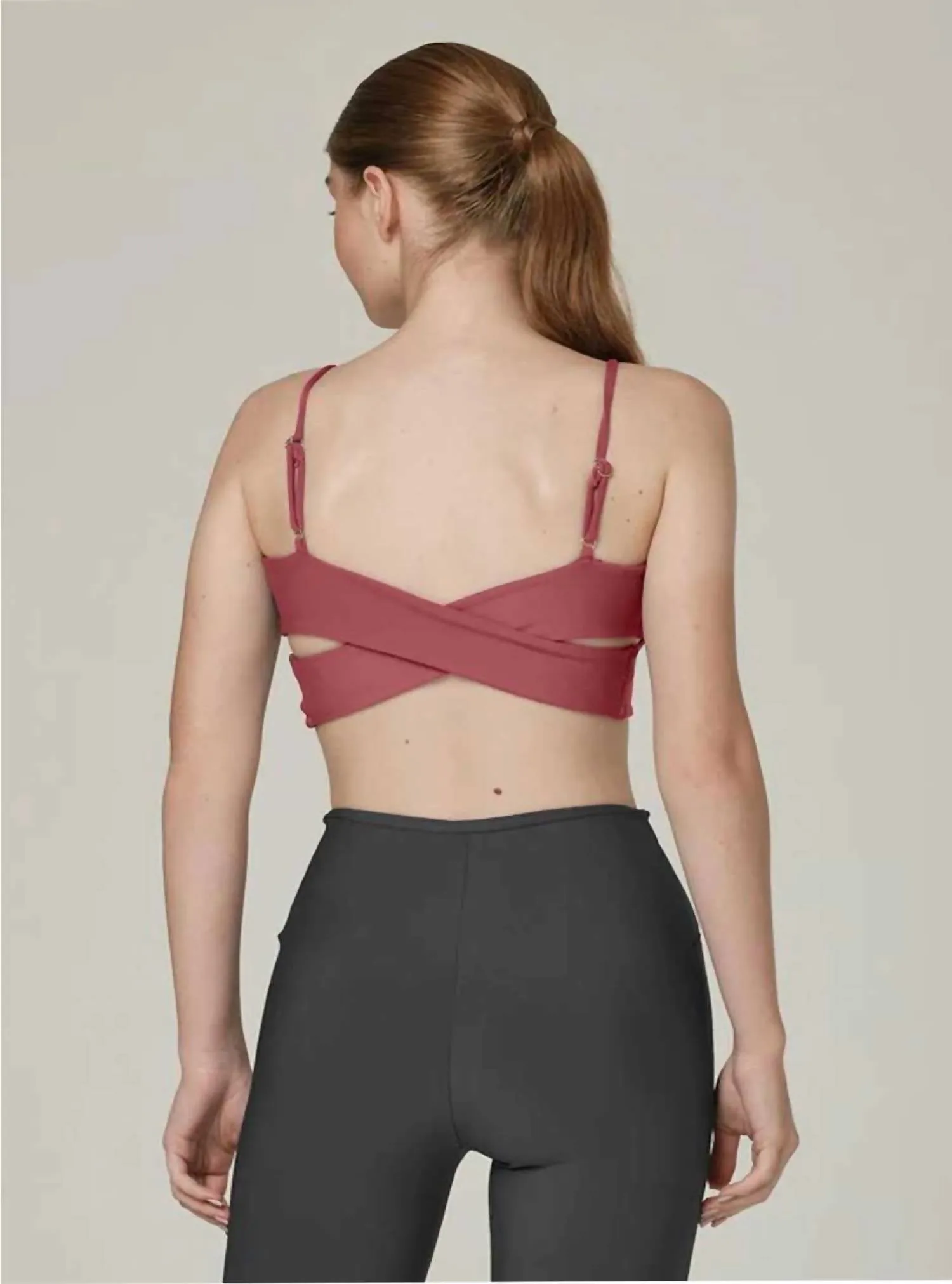 Cherry On Top Criss Cross Sports Bra In Mauve-S Pink