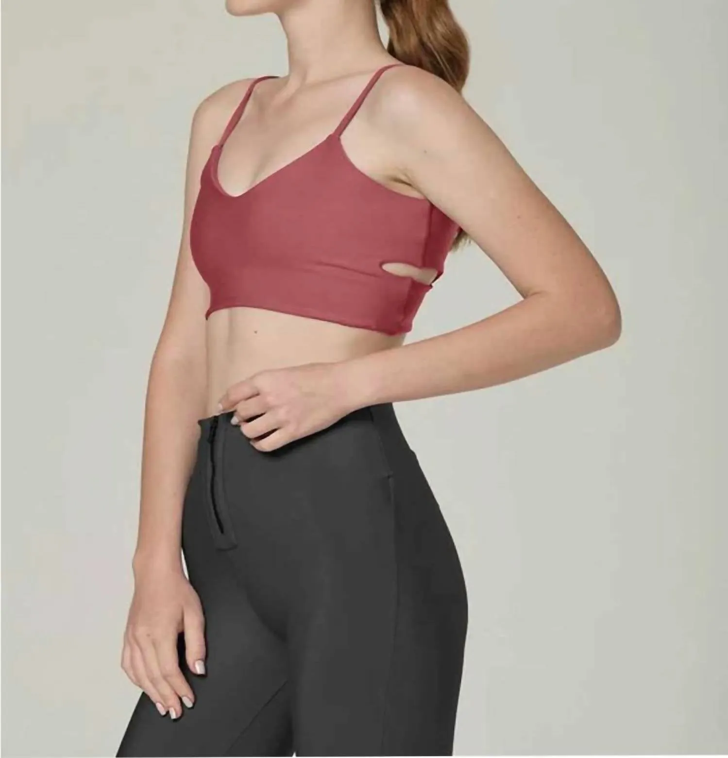 Cherry On Top Criss Cross Sports Bra In Mauve-S Pink