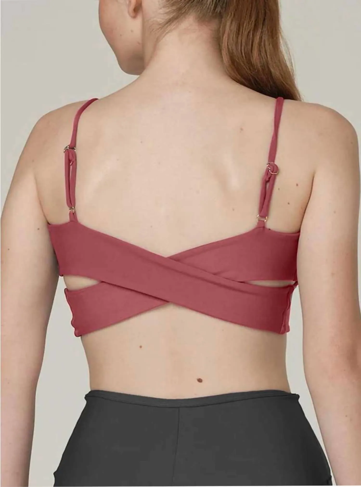 Cherry On Top Criss Cross Sports Bra In Mauve-S Pink