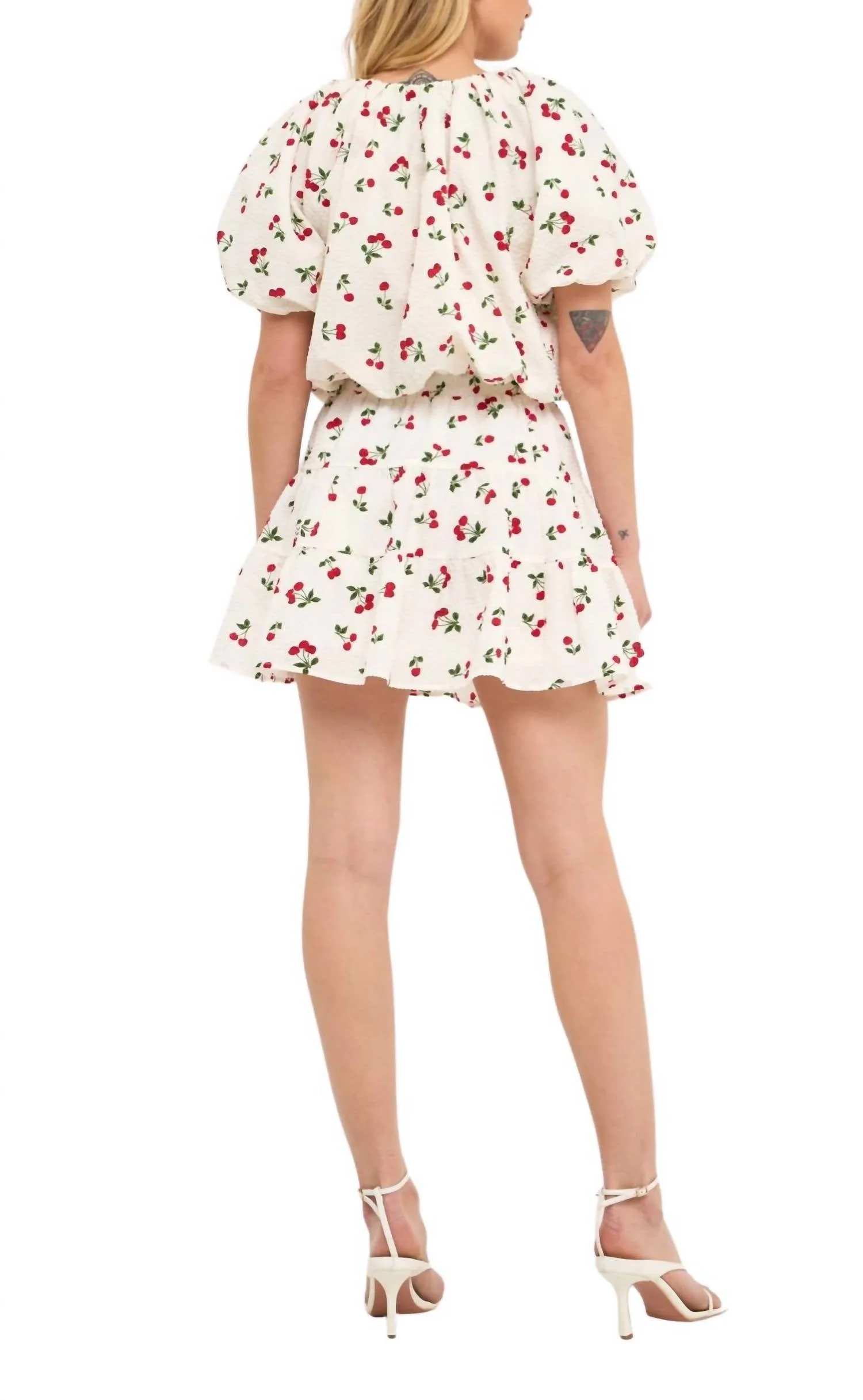 Cherry Print Mini Skirt