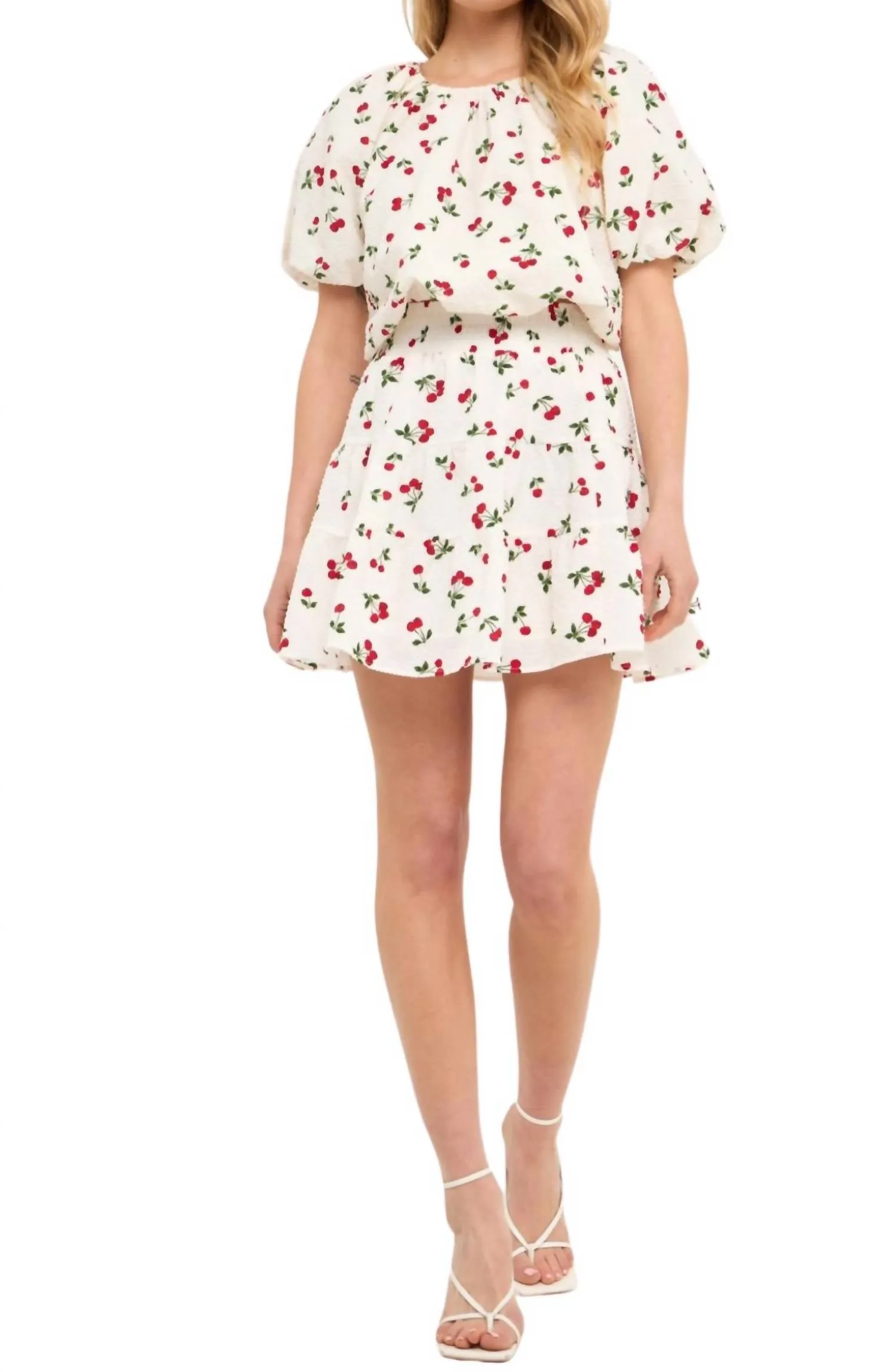 Cherry Print Mini Skirt