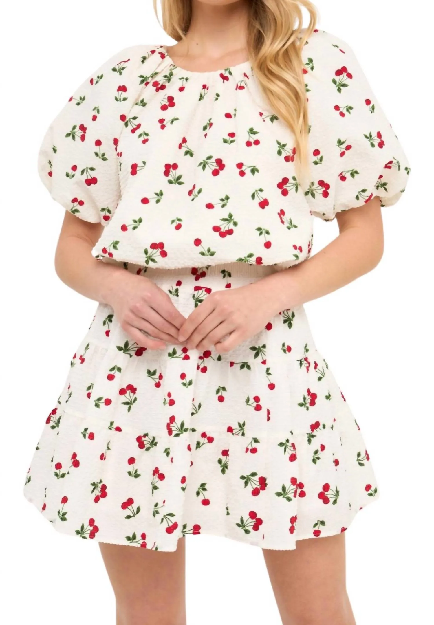 Cherry Print Mini Skirt