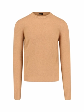 Classic Sweater In Brown Cashmere Crew Neck designer sweaters outlet