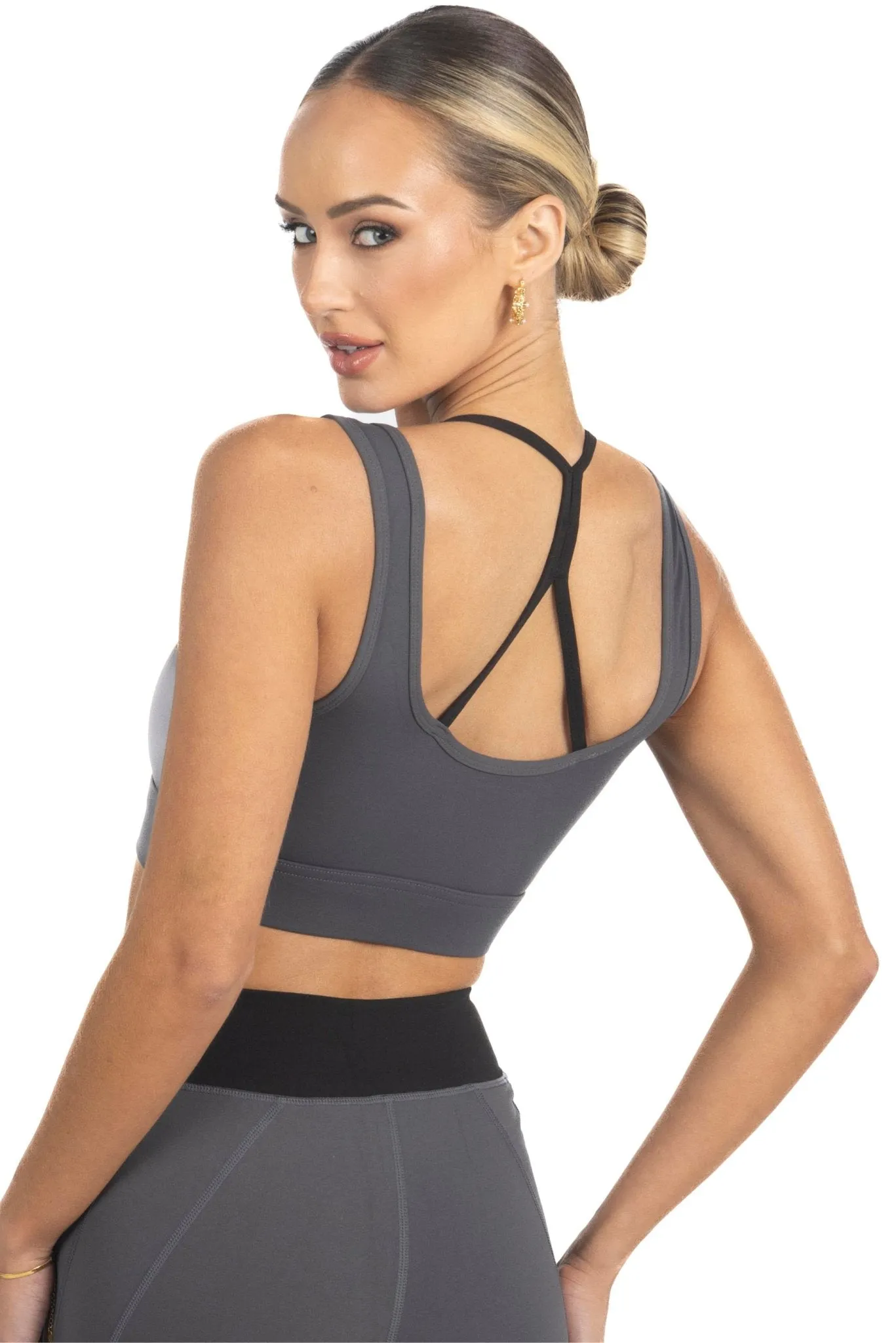 Cleo Color Block Activewear Sportsbra in Black Activewear Womens - gym outfits discount