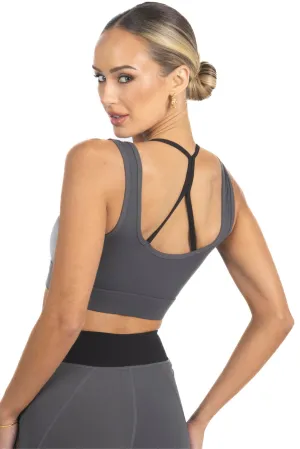 Cleo Color Block Activewear Sportsbra in Black Activewear Womens - gym outfits discount