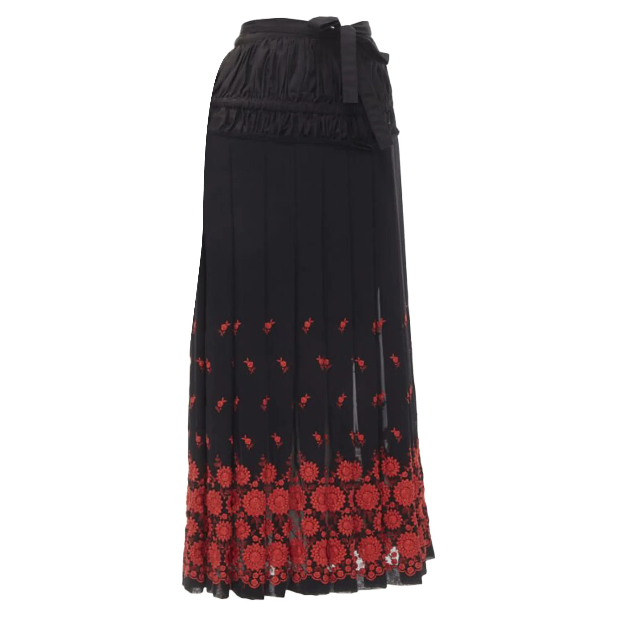 Comme Des Garcons Floral Embroidered Peplum Crin Skirt