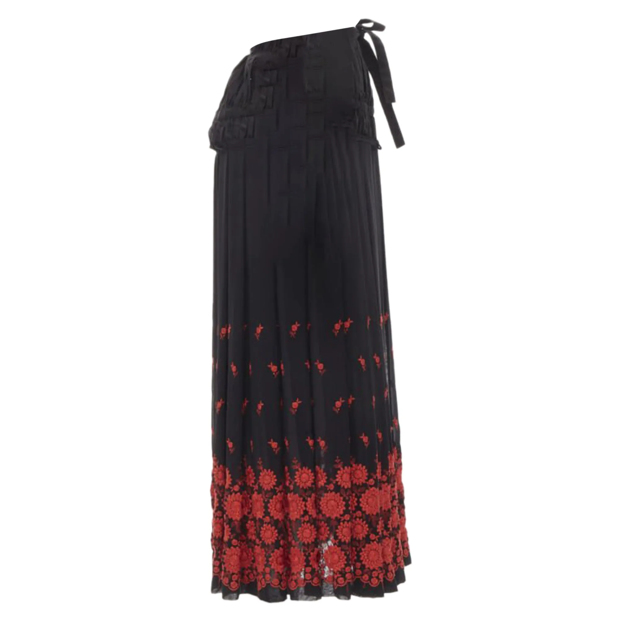 Comme Des Garcons Floral Embroidered Peplum Crin Skirt