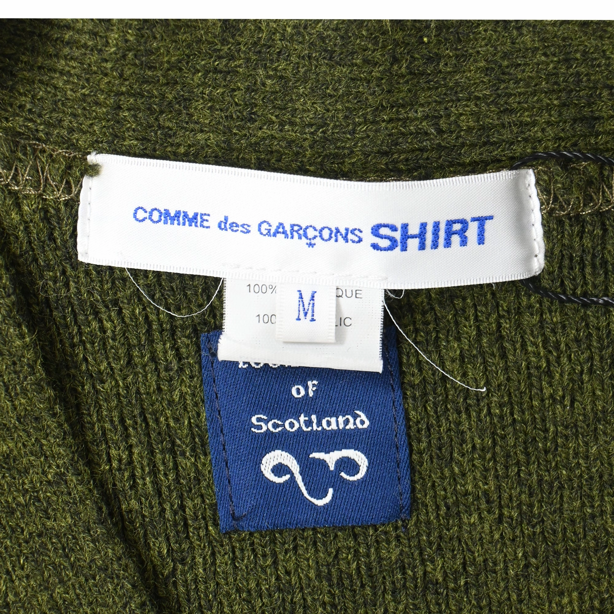 Comme Des Gar?ons Asymmetric Cardigan in Green Wool