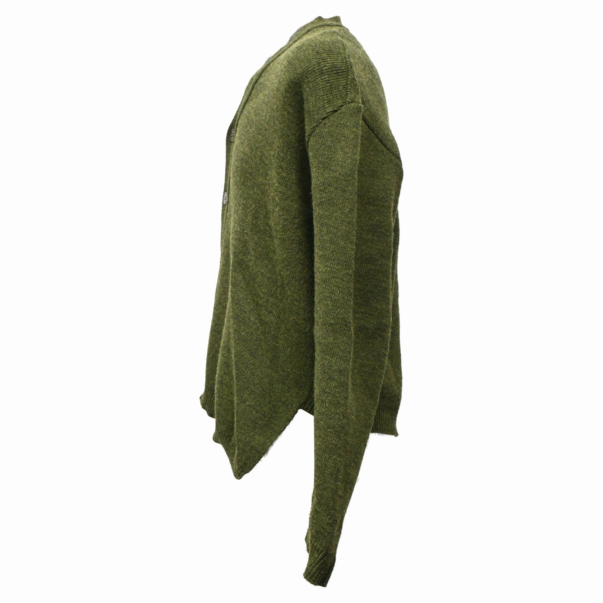 Comme Des Gar?ons Asymmetric Cardigan in Green Wool