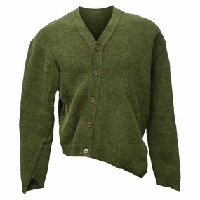 Comme Des Gar?ons Asymmetric Cardigan in Green Wool knit sweaters cheap