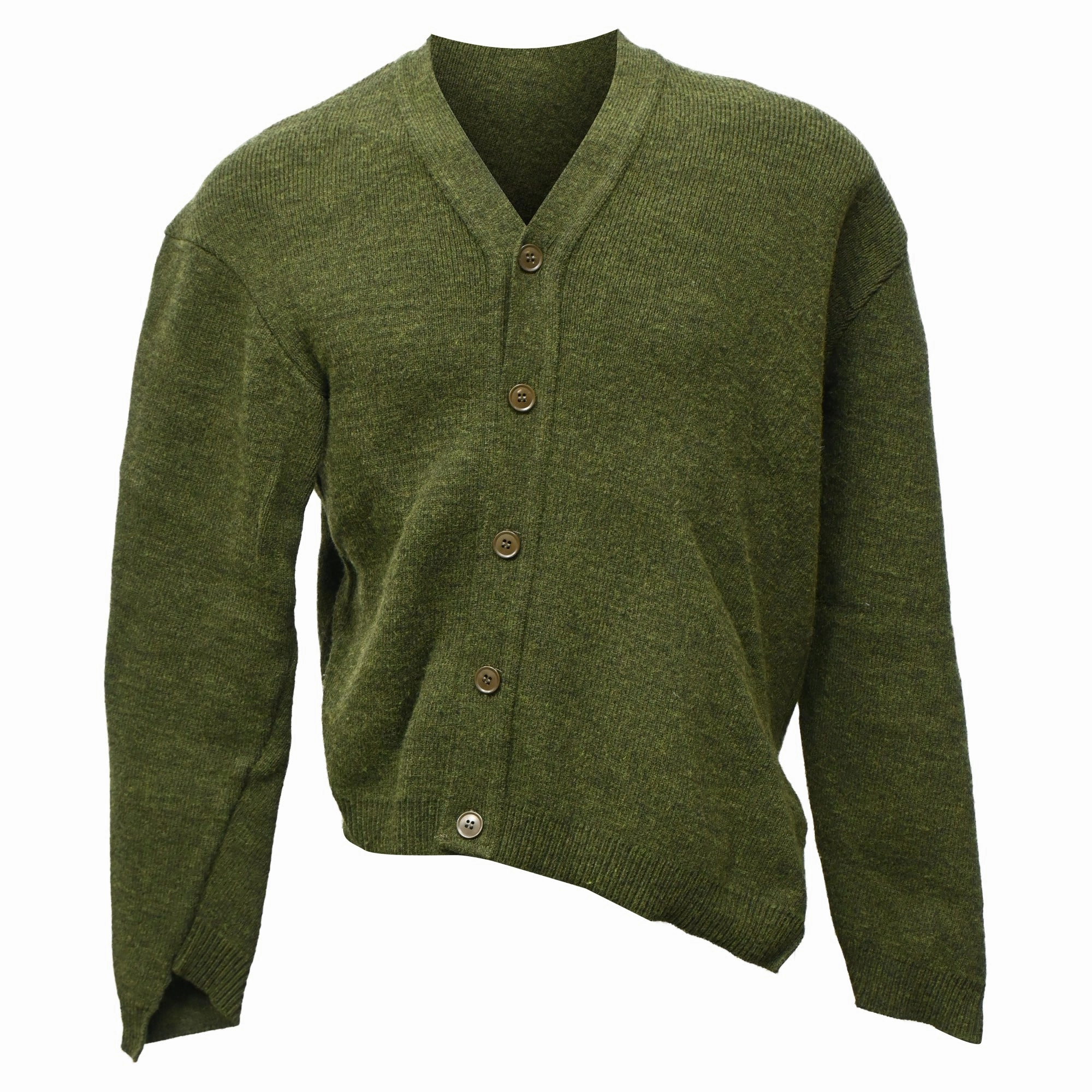 Comme Des Gar?ons Asymmetric Cardigan in Green Wool knit sweaters cheap