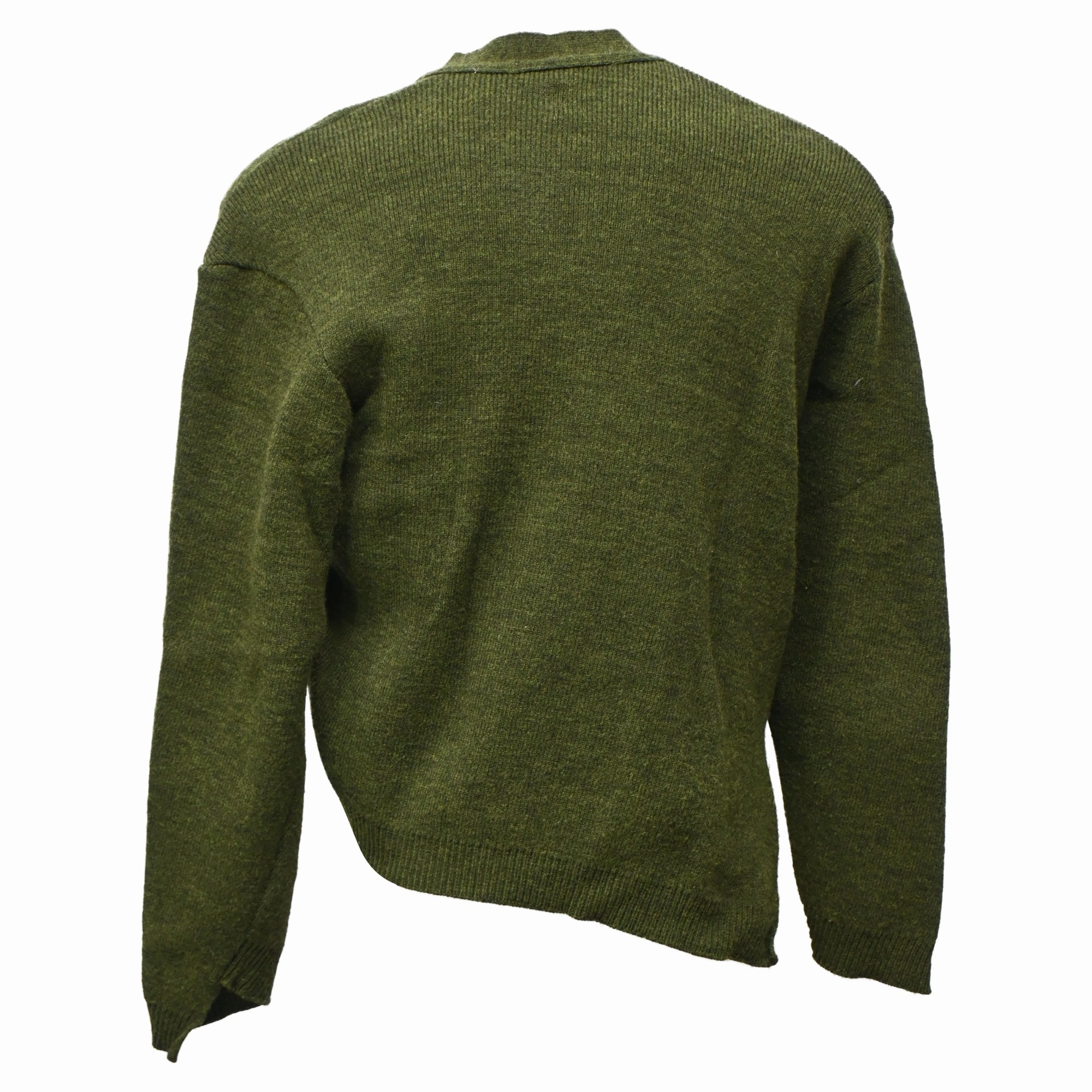 Comme Des Gar?ons Asymmetric Cardigan in Green Wool