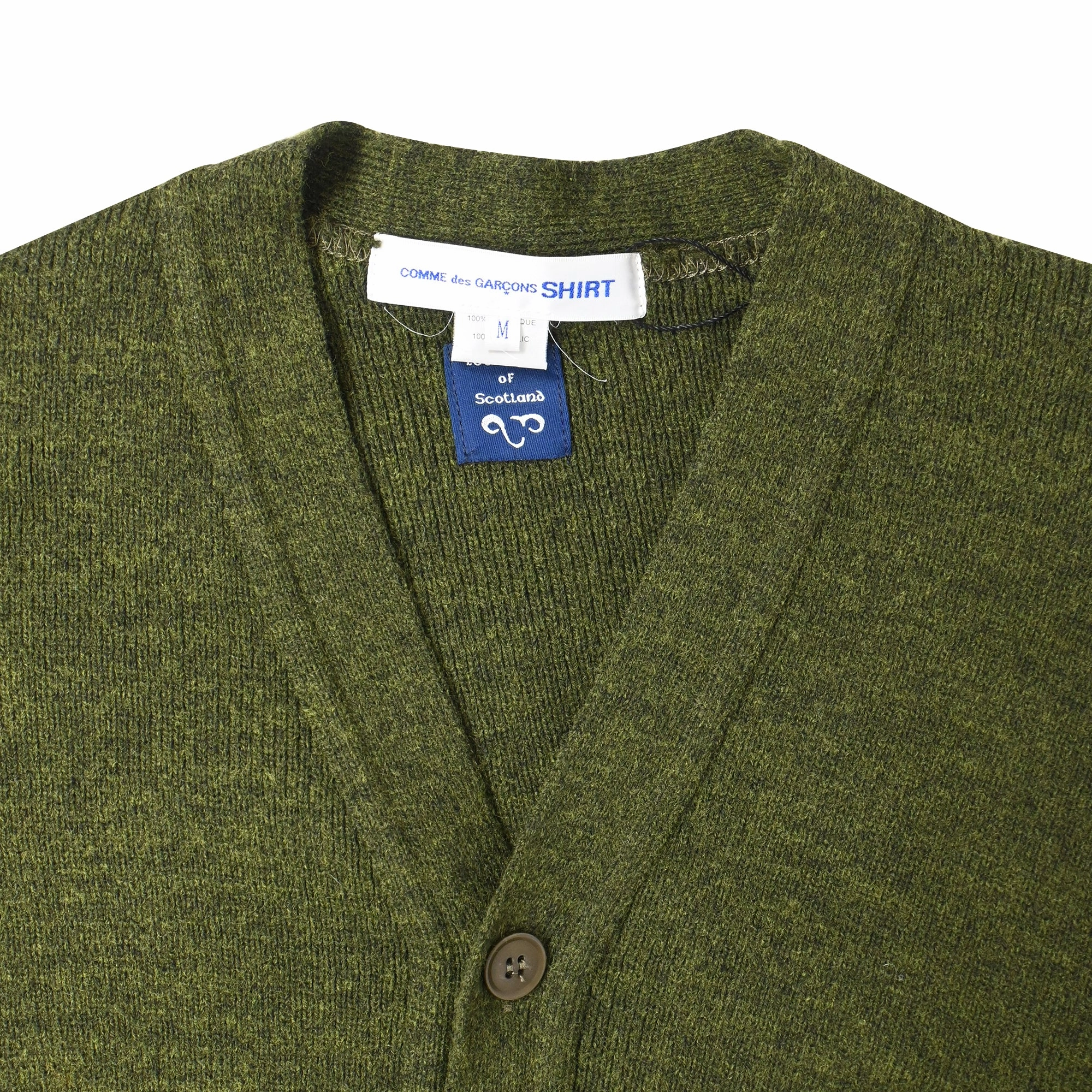 Comme Des Gar?ons Asymmetric Cardigan in Green Wool