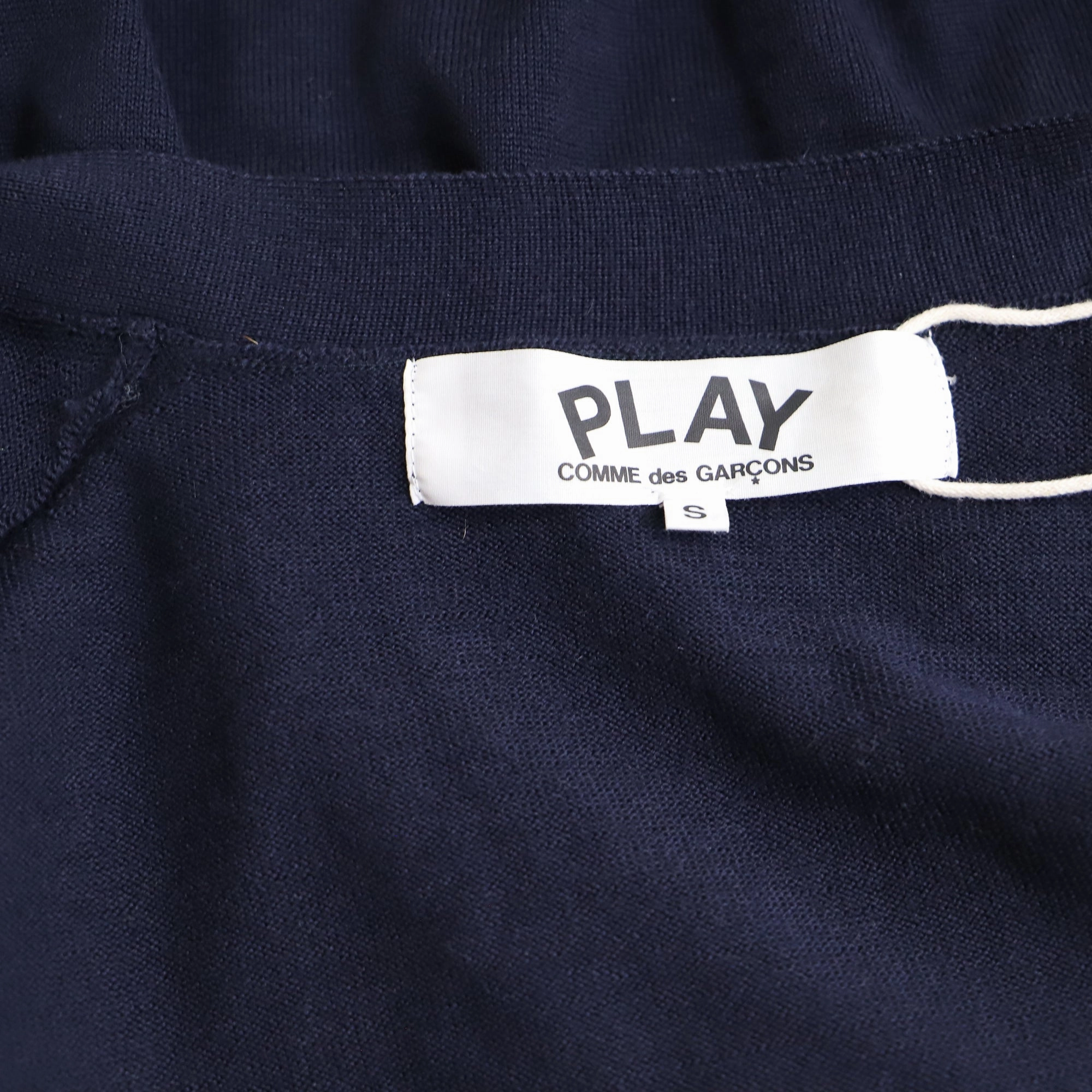 Comme Des Gar?ons Mini Heart Cardigan in Navy Blue Cotton
