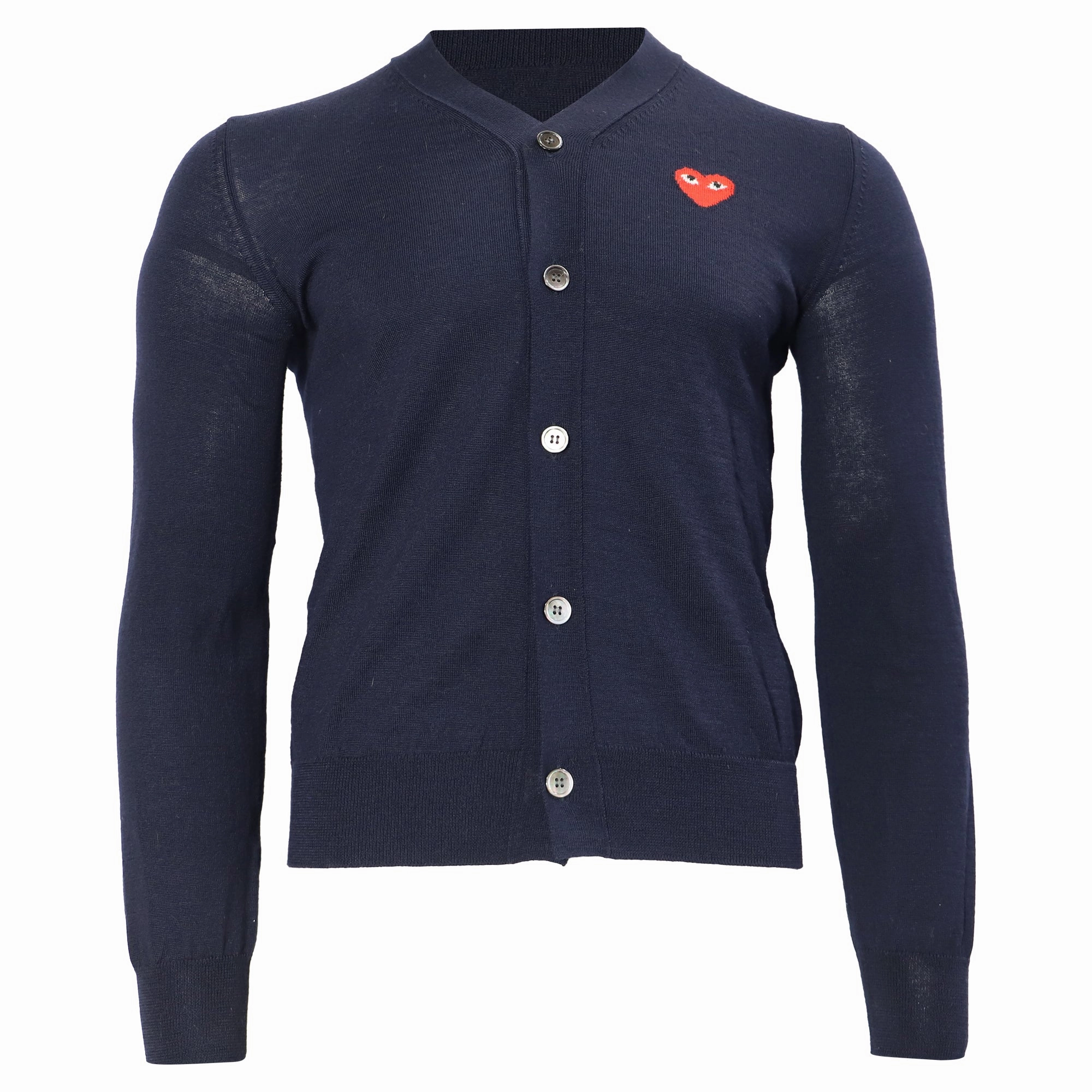 Comme Des Gar?ons Mini Heart Cardigan in Navy Blue Cotton winter sweaters outlet