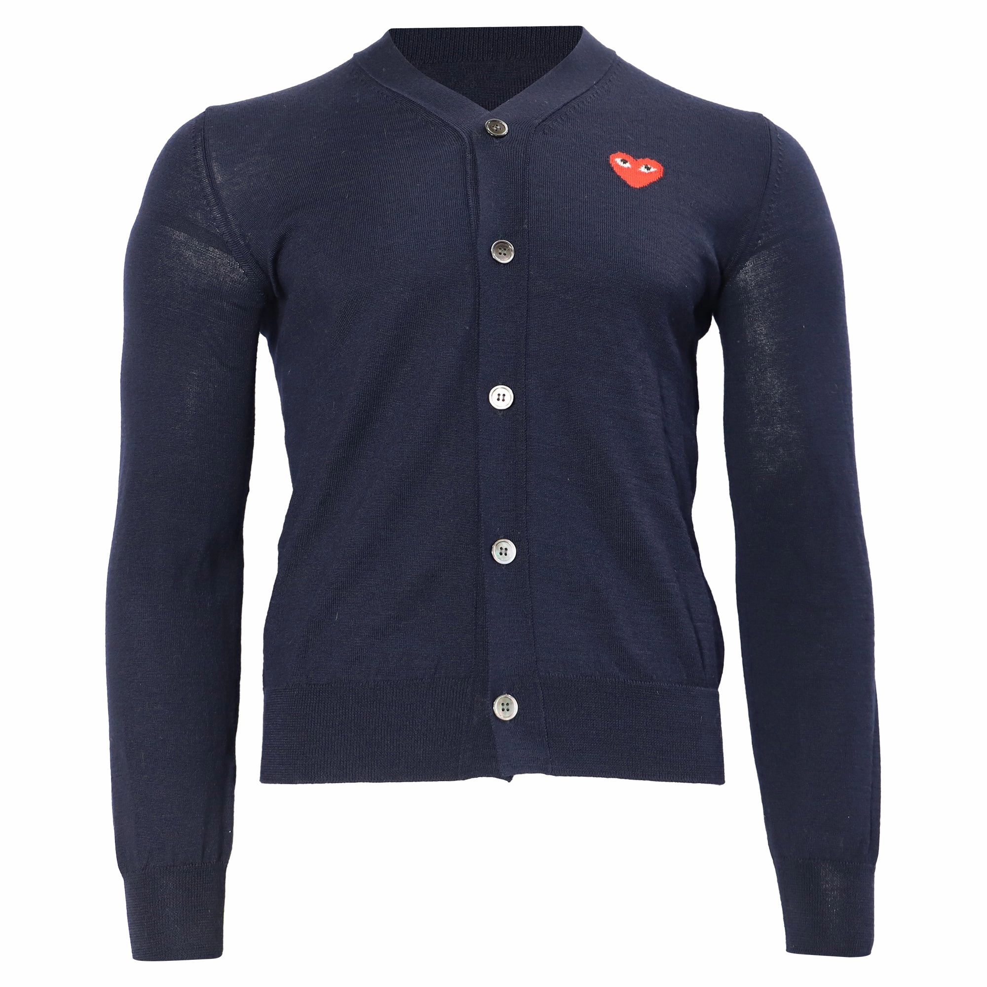 Comme Des Gar?ons Mini Heart Cardigan in Navy Blue Cotton