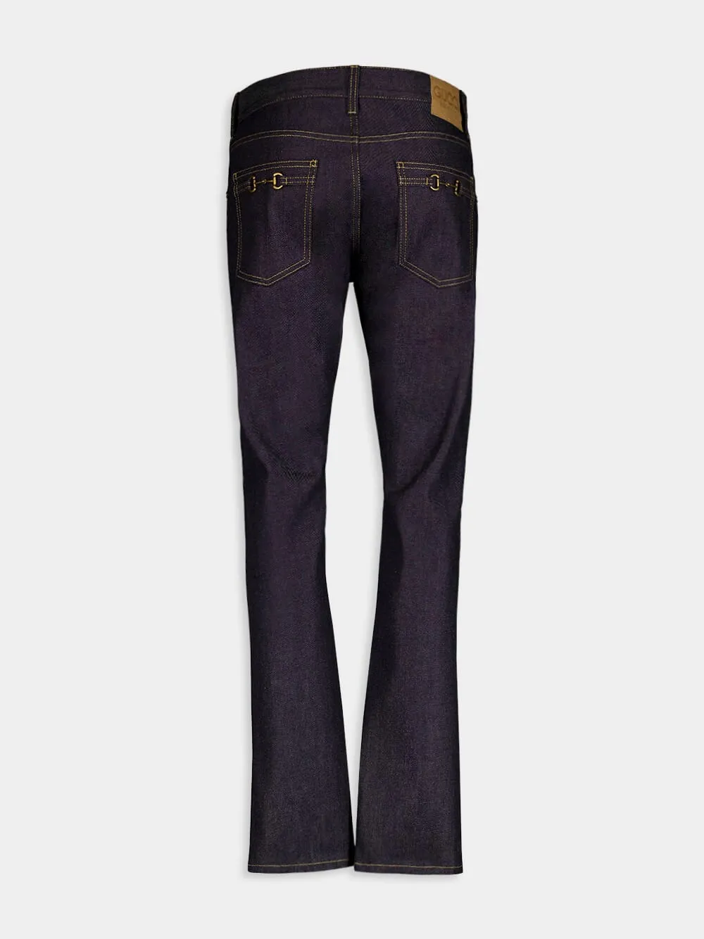 Contrast-Stitch Tapered Jeans