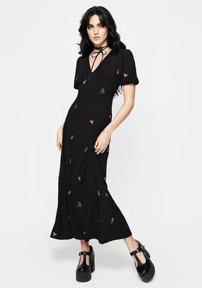 Copia Moth Embroidered Maxi Dress Dresses Womens - wedding guest outfits