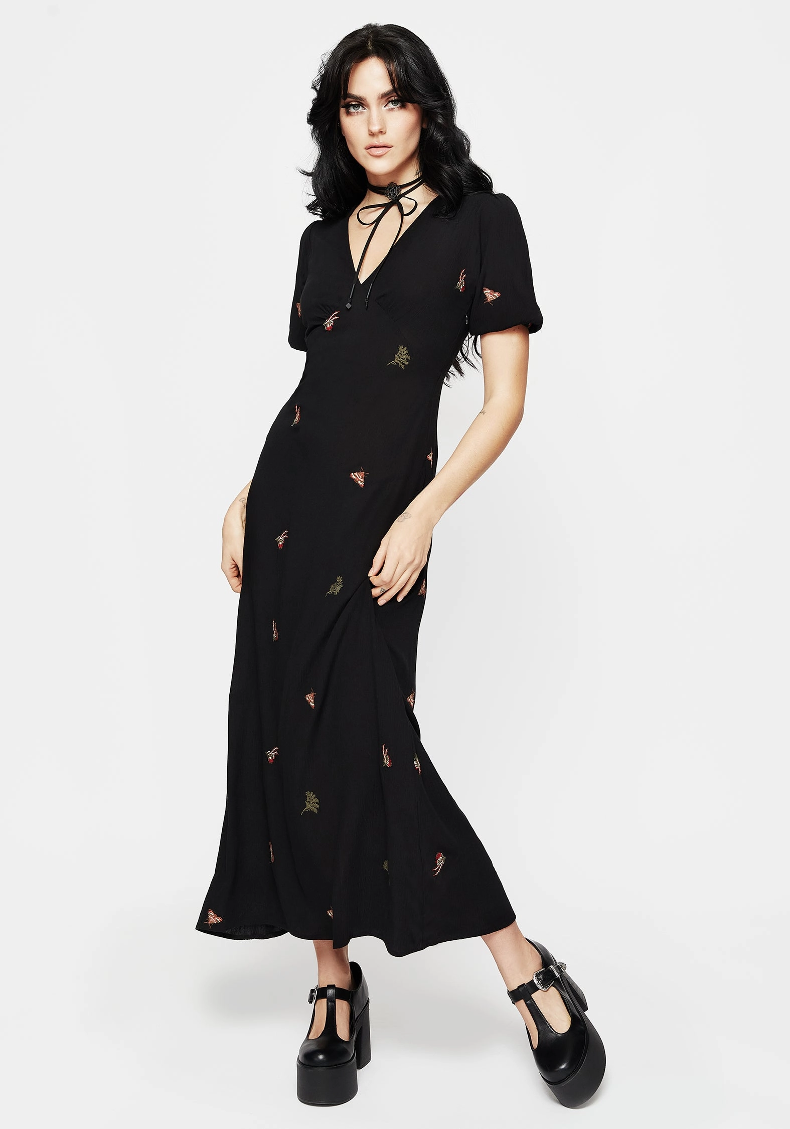 Copia Moth Embroidered Maxi Dress Dresses Womens - summer dresses discount
