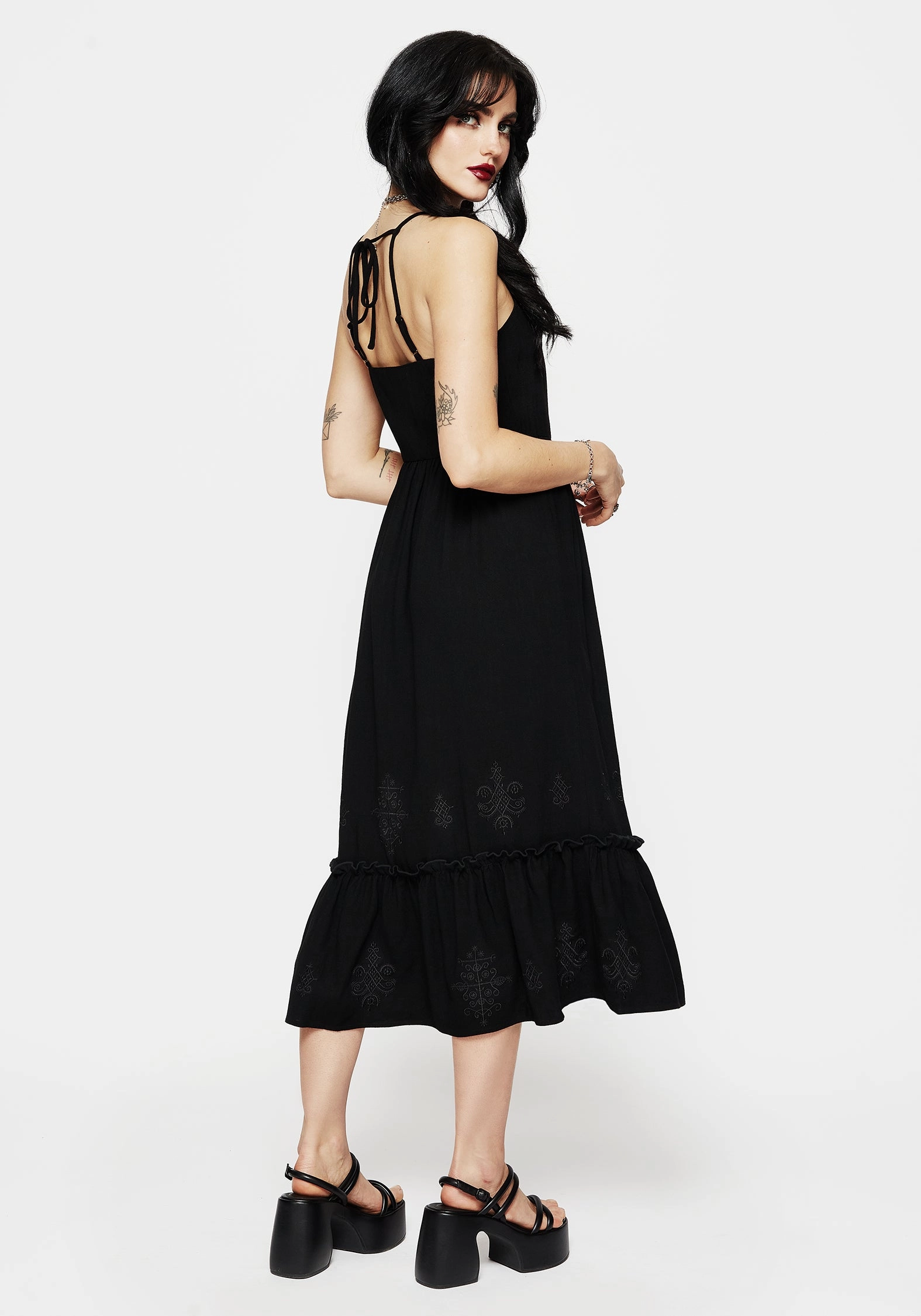Cordata Embroidered Cami Midi Smock Dress
