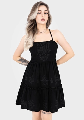 Cordata Embroidered Cami Mini Smock Dress Dresses Womens - summer dresses discount