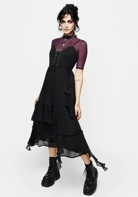 Corsair Lace Front Asymmetric Midi Dress Dresses Womens - summer dresses discount
