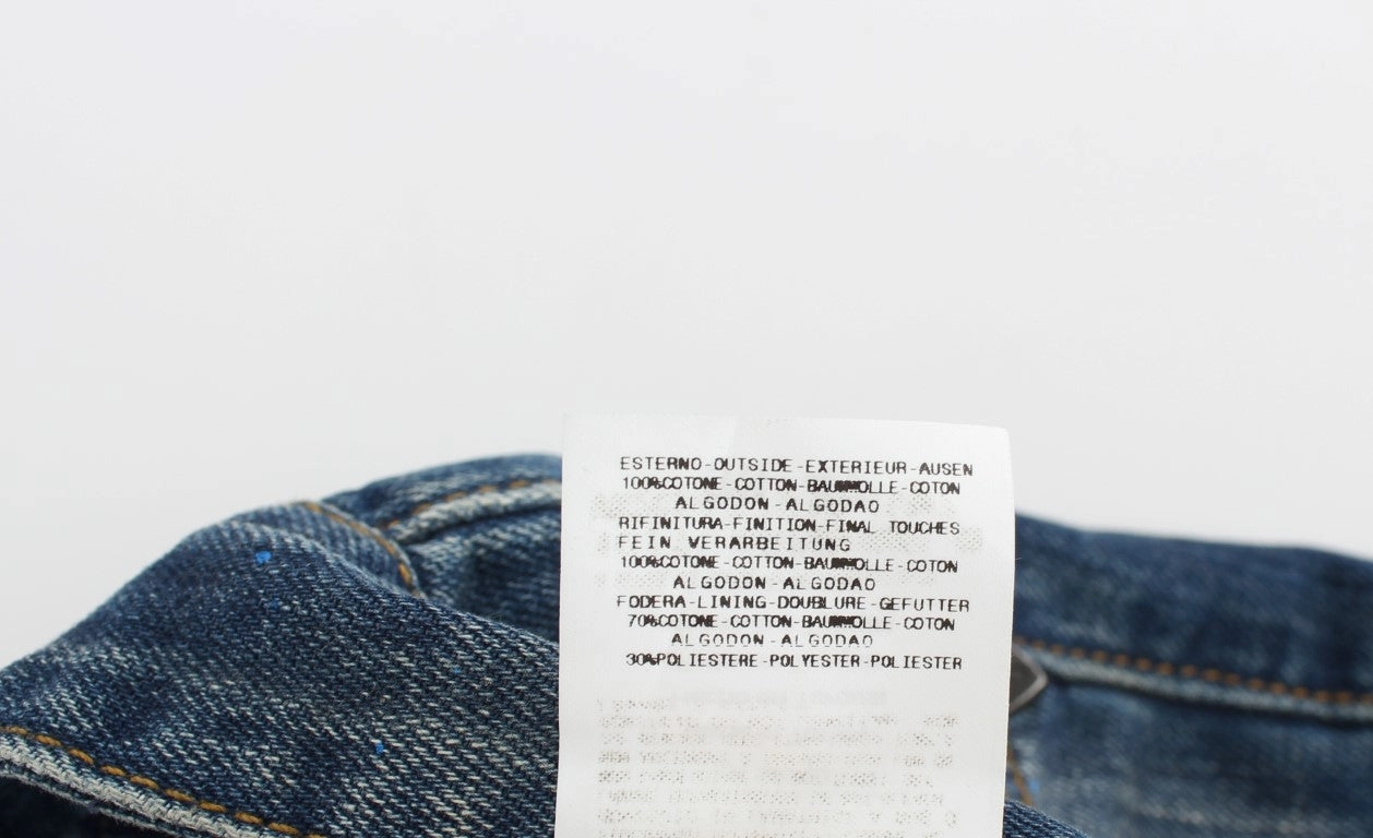 Costume National Chic  Wash Painted Slim Fit Men's Jeans