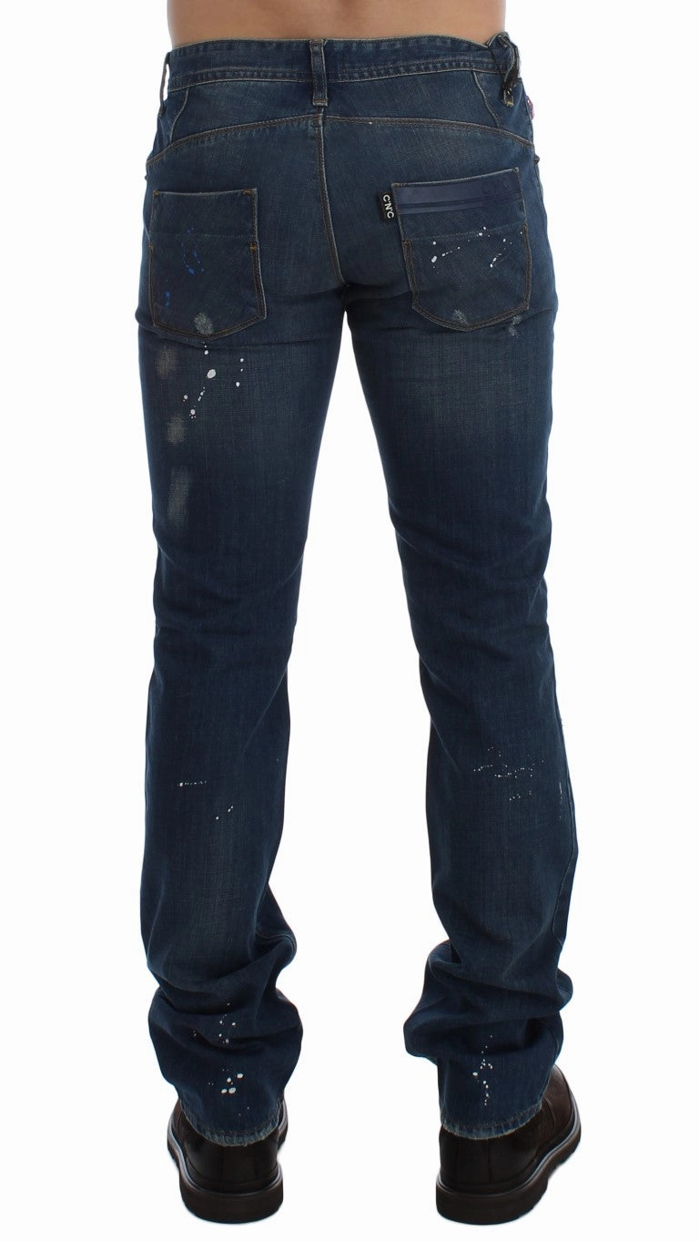 Costume National Chic  Wash Painted Slim Fit Men's Jeans