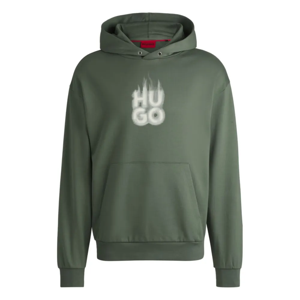 Cotton-terry hoodie with stacked smoke logo print