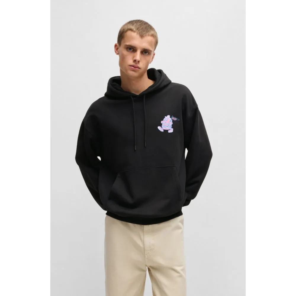 Cotton-terry hoodie with street-food graphics