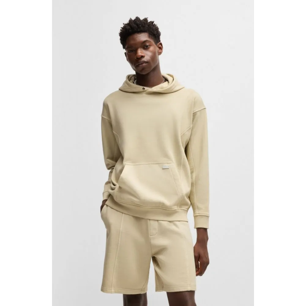 Cotton-terry hoodie with vintage eyelets
