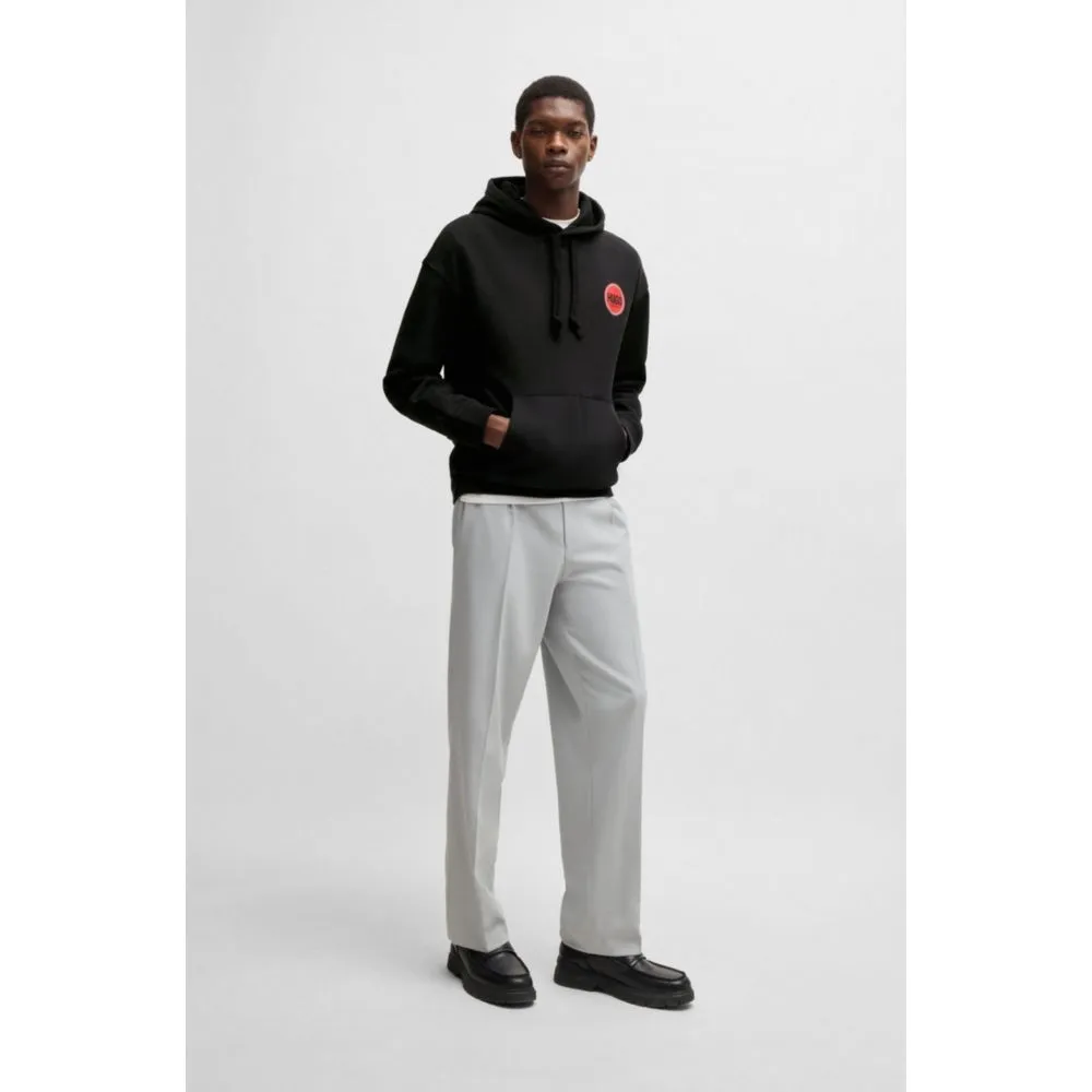 Cotton-terry relaxed-fit hoodie with logo prints